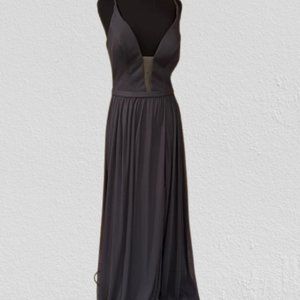 Deep Illusion Neckline A line skirt Bridesmaid Dress  FD036  NWT Boutique